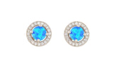Charming Design Round Shape 925 Sterling Silver Earrings studded with Opal CZ